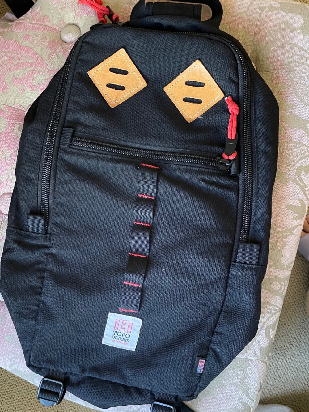 Topo Designs Daypack Backpack - Black with Neon Yellow Interior